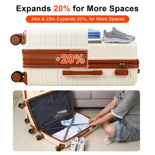 AAIVV 4 Piece Luggage Sets, Expandable, 28/26/20/13in, TSA LOCK, Family Travel(Amy Green)