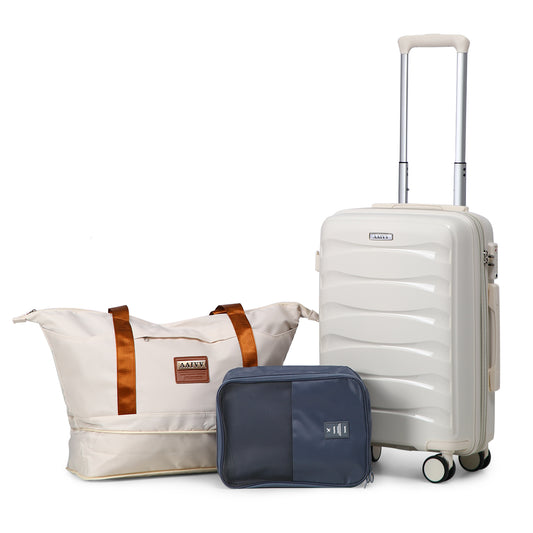 AAIVV 3 Piece Luggage Set 20 inch Expandable Carry On PP Hardside Suitcase Set with TSA Lock Spinner Wheels