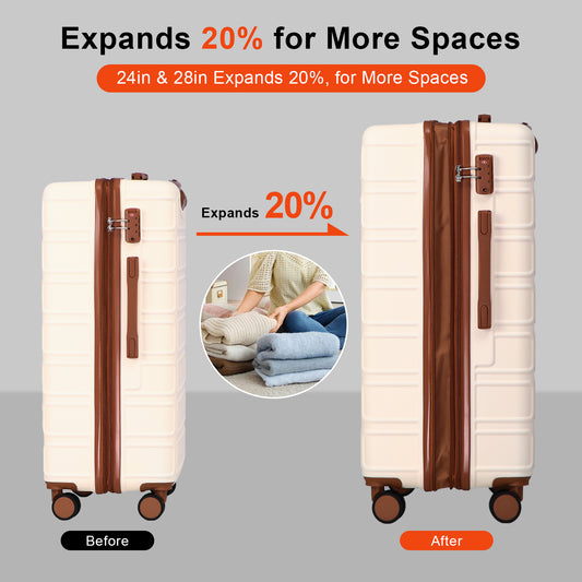 AAIVV Luggage 4 Piece Sets Suitcase Spinner Hardshell Lightweight TSA Lock(Black)