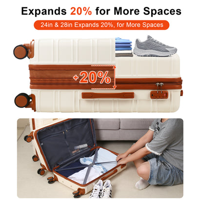 AAIVV 4 Piece Luggage Sets, Expandable, 28/26/20/13in, TSA LOCK, Family Travel(Amy Green)