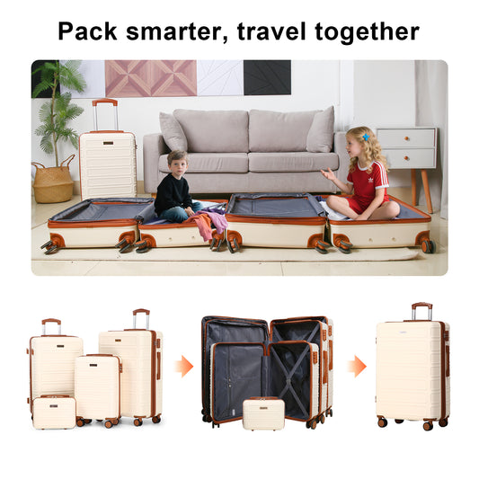 AAIVV 4 Piece Luggage Sets, Expandable, 28/26/20/13in, TSA LOCK, Family Travel(Apple Green)