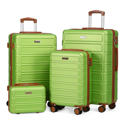 AAIVV 4 Piece Luggage Sets, Expandable, 28/26/20/13in, TSA LOCK, Family Travel(Apple Green)