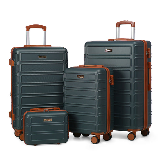 AAIVV 4 Piece Luggage Sets, Expandable, 28/26/20/13in, TSA LOCK, Family Travel(Amy Green)