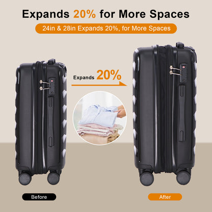 AAIVV 3 Piece Luggage Set 20 inch Expandable Carry On PP Hardside Suitcase Set with TSA Lock Spinner Wheels