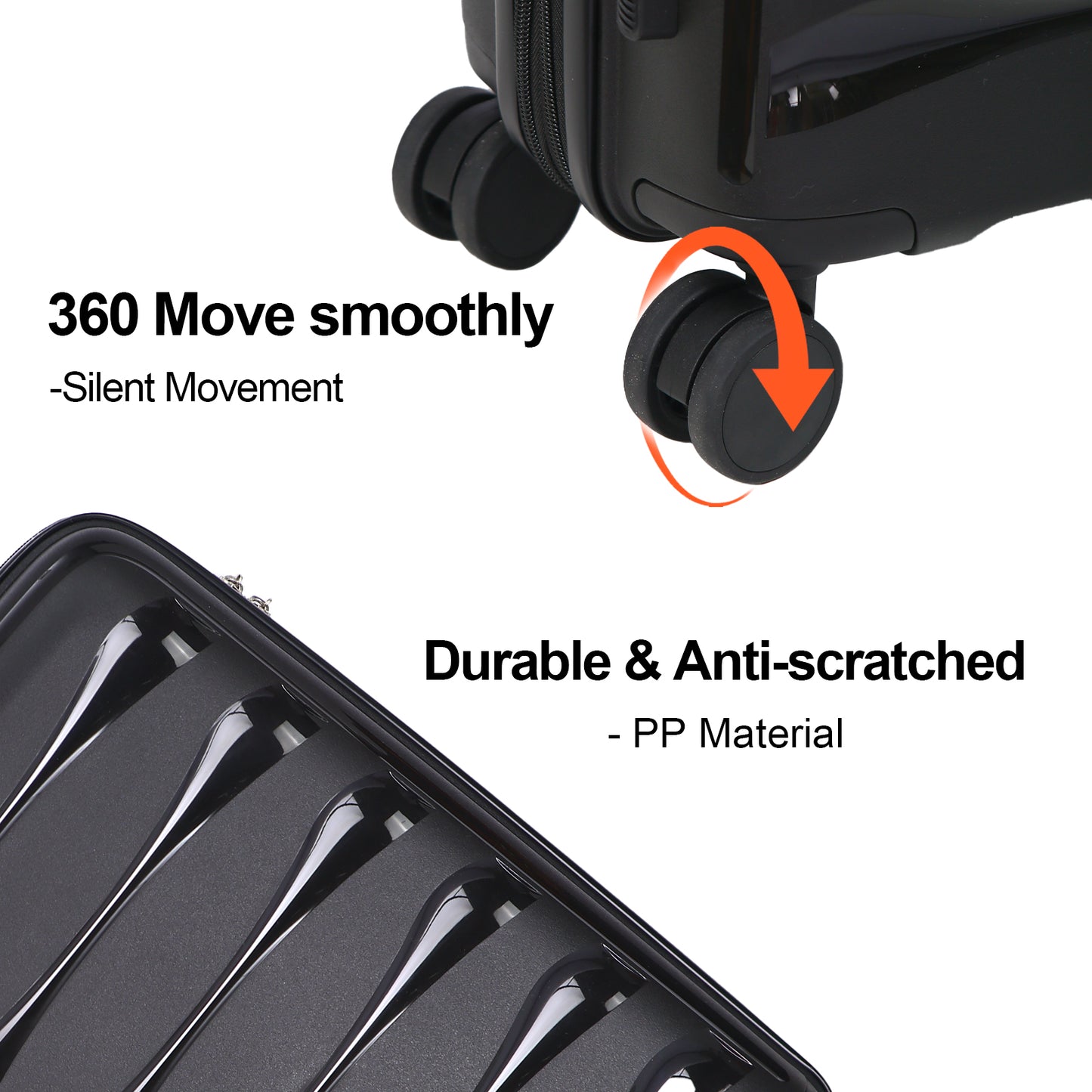 AAIVV 3 Piece Luggage Set 20 inch Expandable Carry On PP Hardside Suitcase Set with TSA Lock Spinner Wheels